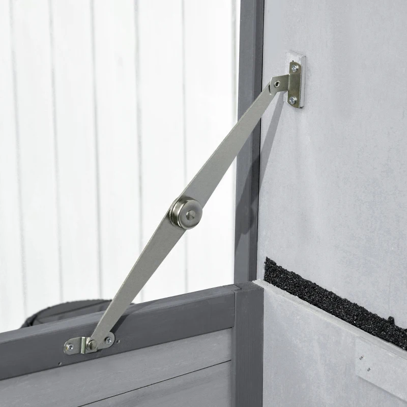 PawHut 42.5" Wooden Rabbit Hutch Bunny Cage Small Animal House Enclosure with Ramp, Removable Tray and Weatherproof Roof for Outdoor, Gray