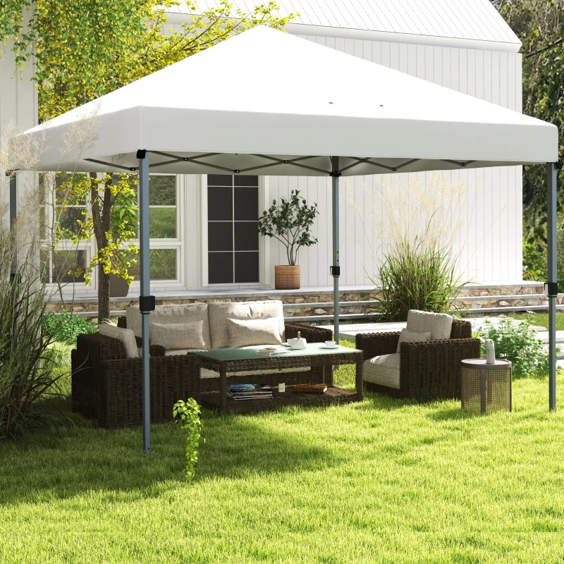 Outsunny 10x10FT Pop Up Canopy with 1-Button Push, Wheeled Bag, Stakes, Ropes, Sandbags, Height Adjustable Instant Sun Shelter
