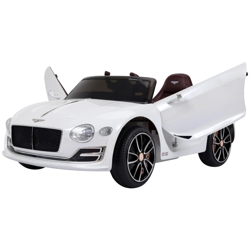 Aosom 12V Ride On Car Licensed Bentley Battery Powered Electric Vehicles w/ Parent Remote Control, 2 Speed - White