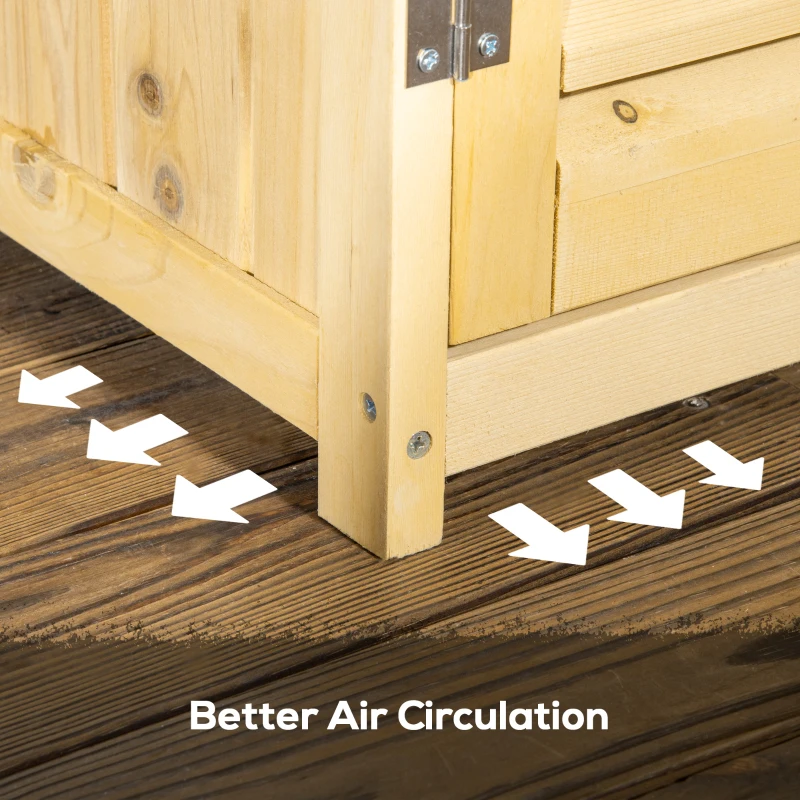 Outsunny 5' x 3' Wooden Outdoor Storage Cabinet, Garden Sheds & Outdoor Storage with Asphalt Roof & 2 Large Wood Doors with Lock, Natural