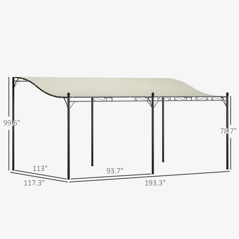 Outsunny 10' x 16' Wall-Mounted Outdoor Pergola Canopy, Metal Patio Canopy with Drainage Holes for Backyard Garden, Cream White