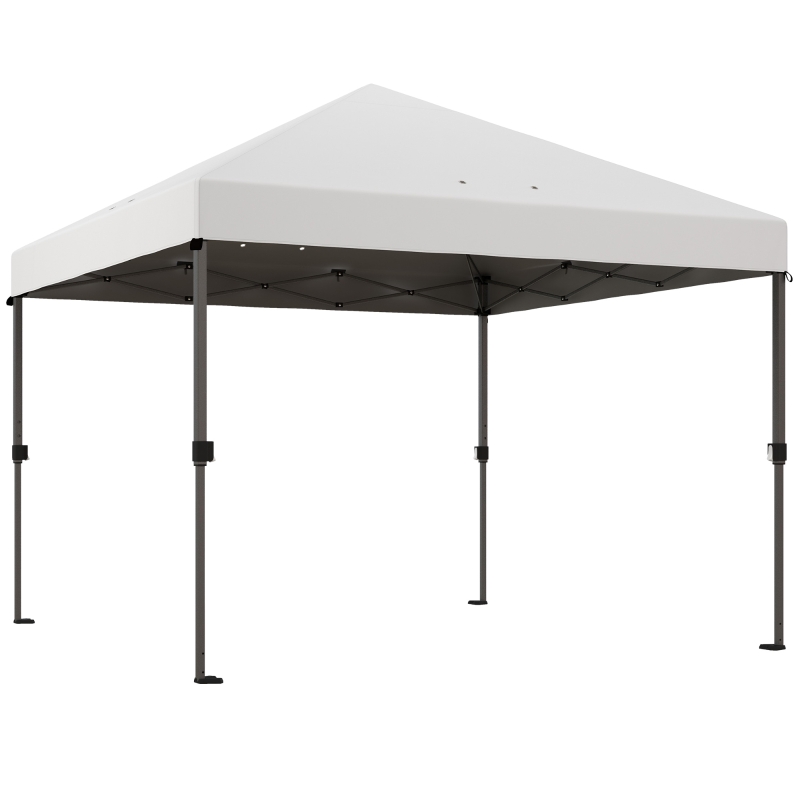 Outsunny 10x10FT Pop Up Canopy with 1-Button Push, Wheeled Bag, Stakes, Ropes, Sandbags, Height Adjustable Instant Sun Shelter