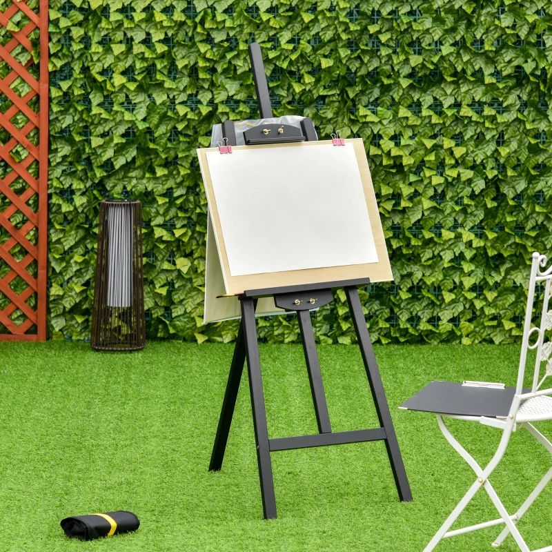 HOMCOM A-Frame Easel of Maximum Height 53", Holds Canvases Up to 43", Painting Studio Art Easel that Tilts up to 75° Degrees for Adults, Beginners, Students, Black