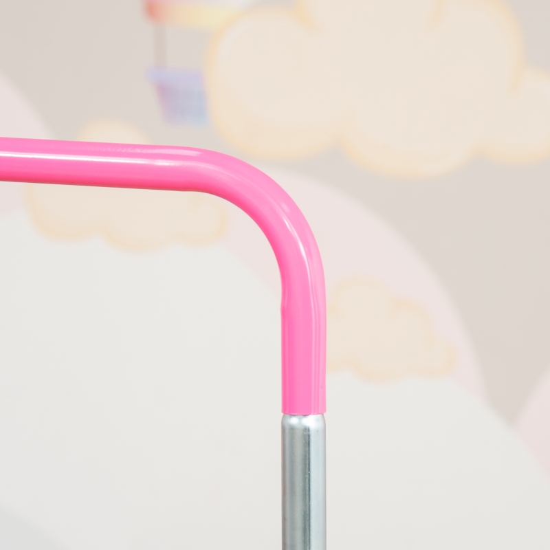 Qaba Folding Gymnastics Bar for Kids with Shock Absorption, Adjustable Gymnastics Horizontal Bar, Gymnastics Kip Bar for Home Use, Pink