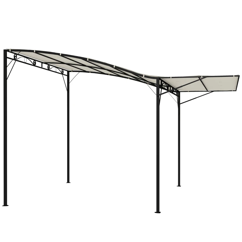 Outsunny 10' x 8' Outdoor Pergola and Patio Gazebo for Garden, Camper, Deck, Doors and Windows, Cream White
