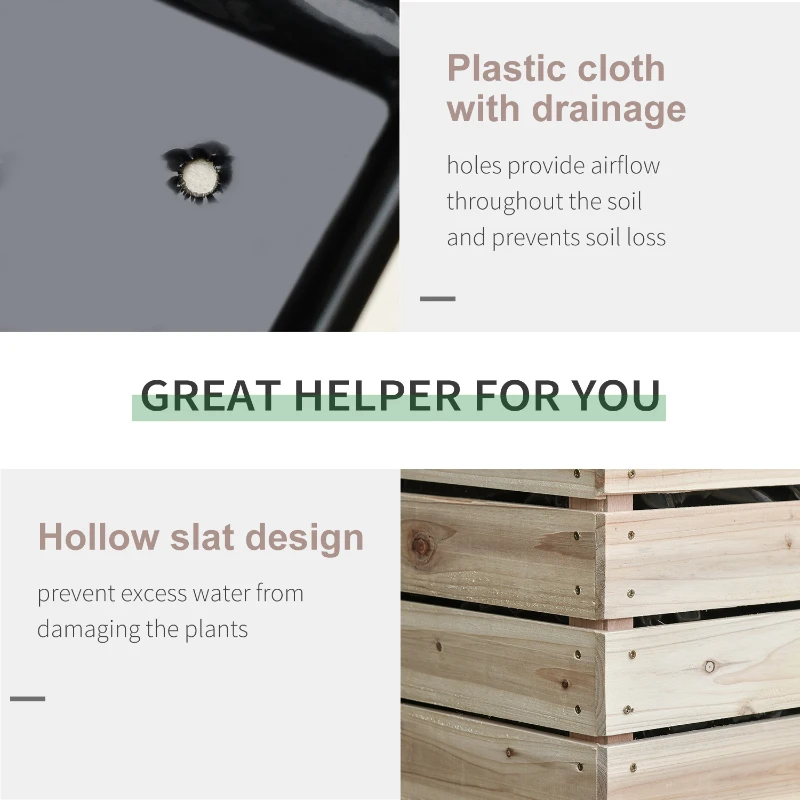 Outsunny 4PCS Raised Garden Bed With Legs, Wooden Elevated Planter Box Kit with Bed Liner, DIY Shape, for Flowers Vegetables Backyard Patio Balcony, 110lb Capacity