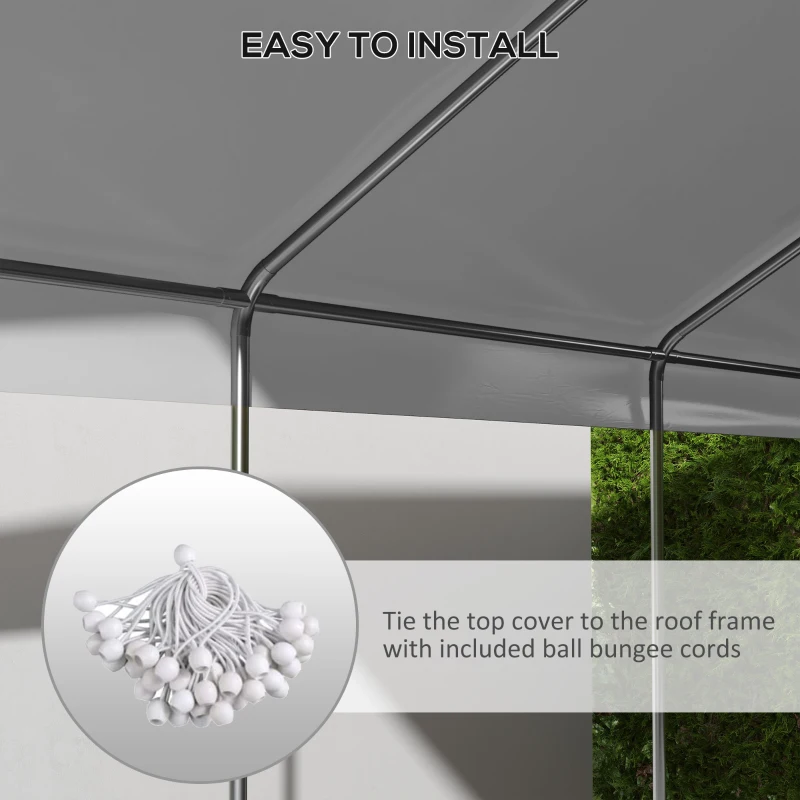 Outsunny 10 x 20ft Carport Replacement Canopy, UV Resistant Garage Car Cover with Ball Bungee Cords, Beige