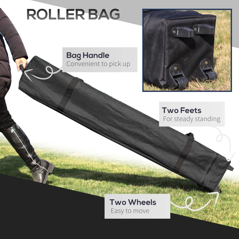 Outsunny 10' x 10' Pop Up Canopy Tent with Sand Bags, UPF 50+ Instant Sun Shelter, Tents for Parties, Height Adjustable, with Wheeled Carry Bag, for Outdoor, Garden, Black