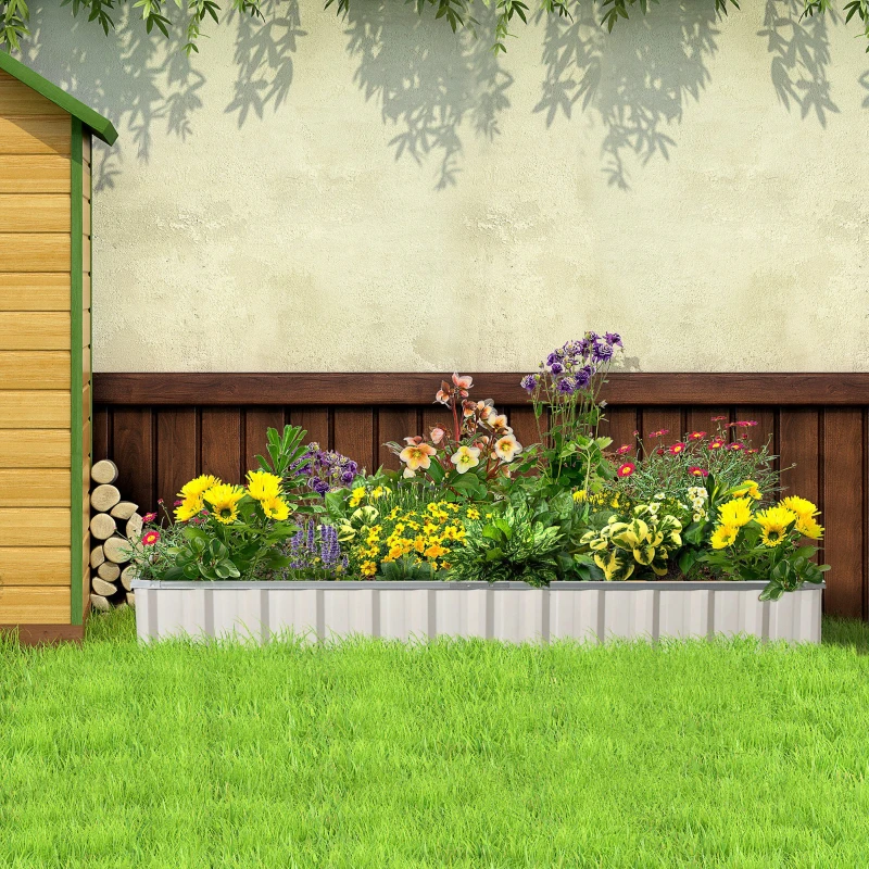 Outsunny 8.5' x 3' x 1' Raised Garden Bed, Galvanized Metal Planter Box for Vegetables Flowers Herbs, White