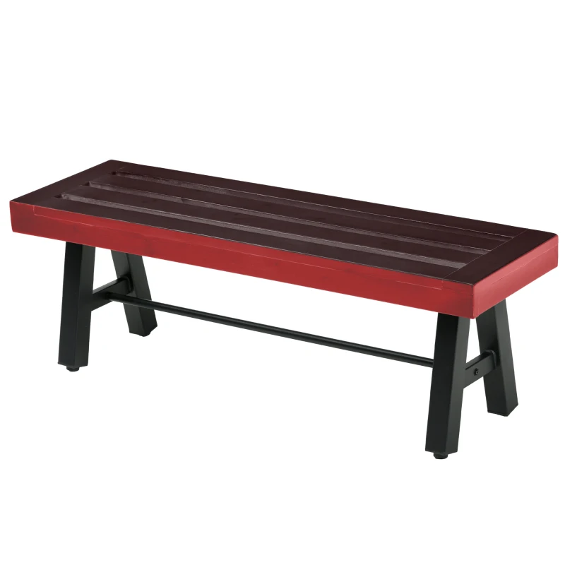 Outsunny Patio Wooden Bench, Outdoor Garden Bench with Slatted Seat, Front Porch Loveseat for Conservatory, Garden, Poolside, Deck, Brown