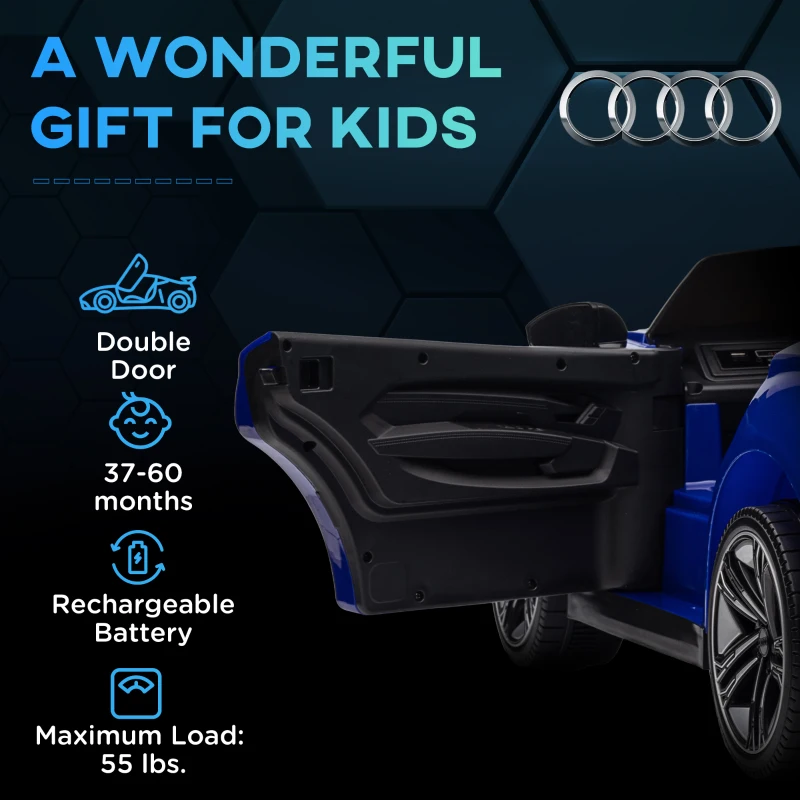 Aosom 12V Licensed Audi RS E-tron GT Kids Ride on Car with Remote Control, Suspension, Horn, Music, Lights, Dark Blue