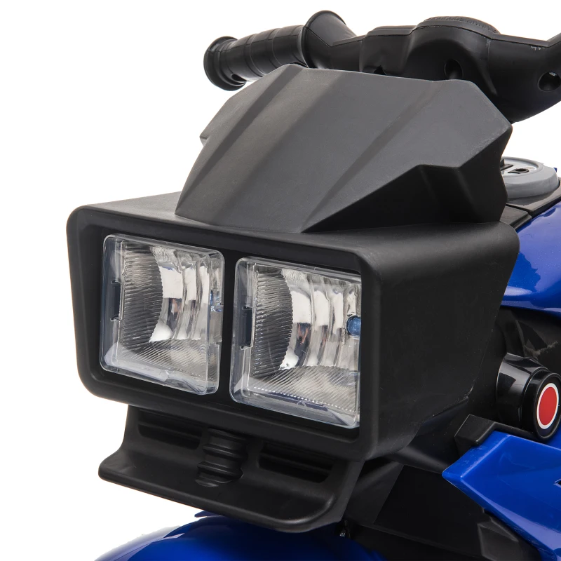 Aosom 6V Kids Motorcycle Toddler Ride-on Toy, High-Traction Battery-Operated Mini Electric Motorbike with Forward/Reverse Switch, Music, Headlights, Horn, Blue