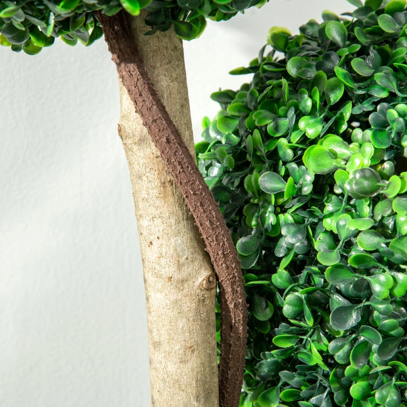 HOMCOM 35.5" Artificial Plant for Home Decor Indoor & Outdoor Fake Plants Artificial Tree in Pot, Ball Boxwood Topiary Tree for Home Office, Living Room Decor, Set of 2, Green