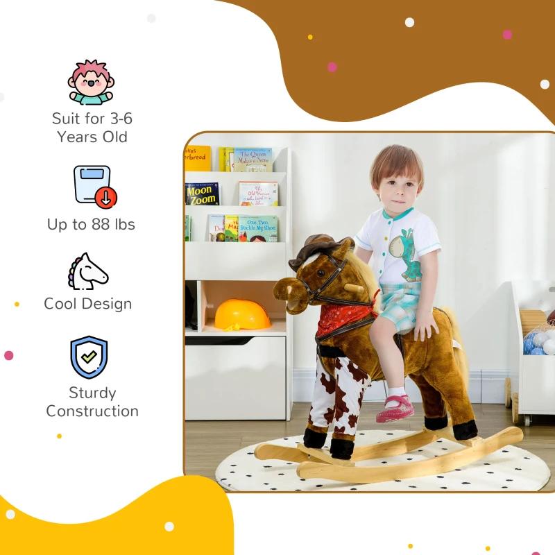 Qaba Baby Rocking Horse, Large Riding Horse W/ Realistic Sounds
