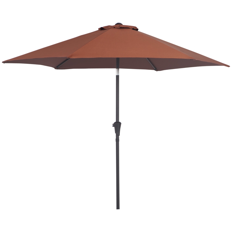Outsunny 8.5FT Patio Umbrella, Round Garden Parasol with 6 Ribs, Market Sunshade Tilt Canopy w/ Crank Handle for Outdoor, Coffee