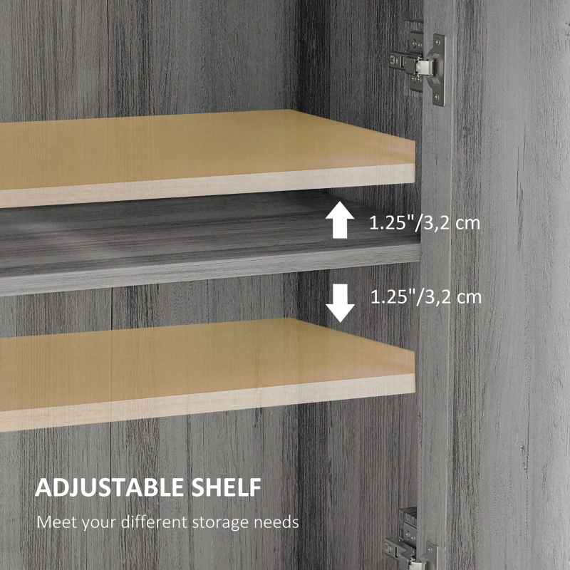 HOMCOM Farmhouse Sideboard Storage Cabinet with Doors and Drawer for Kitchen, Living room, 23.5"x11.75"x34.5", Light Gray