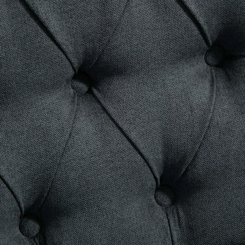 HOMCOM Fabric Bar Stool Set of 2, Tall 29.5" Seat Height Bar Chairs with Tufted Back & Wood Legs, Dark Grey