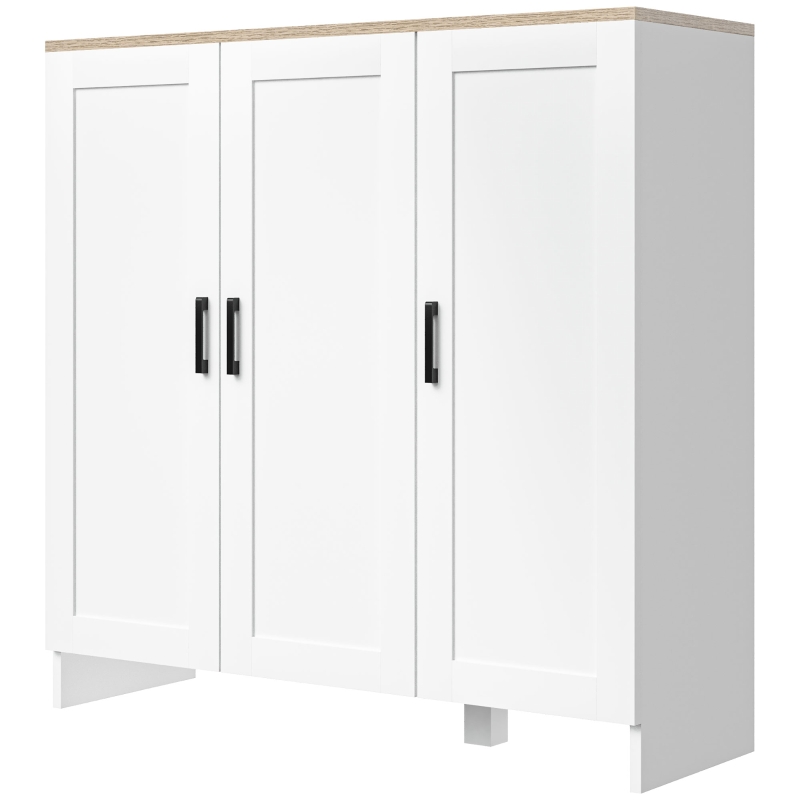 HOMCOM Modern Sideboard Cabinet with Adjustable Shelves, 3 Doors for Modern Kitchen & Dining Room, Ideal for Homeowners, White