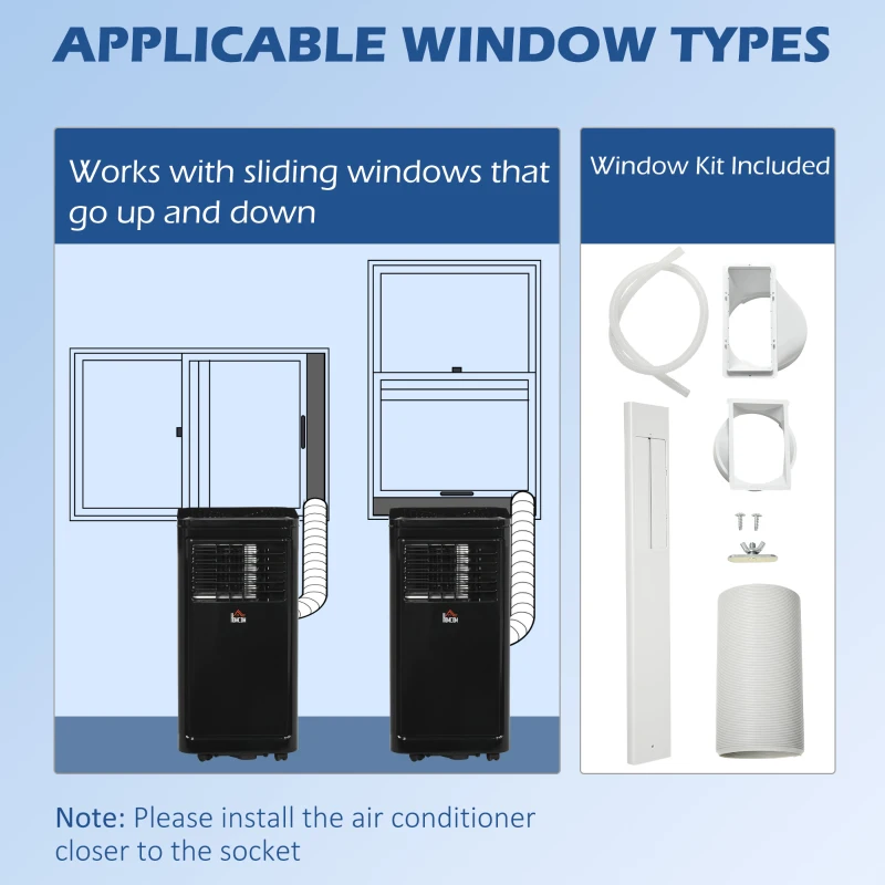 HOMCOM 10000 BTU Portable Air Conditioner Fan w/ Remote for Rooms Up to 441 Sq. Ft., Evaporative Cooler AC Unit Black