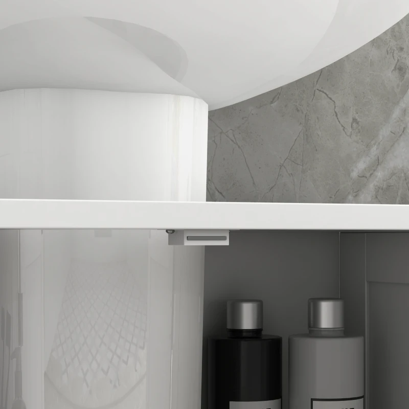 HOMCOM Bathroom Vanity, 24" Pedestal Sink Bathroom Vanity Furniture with 2 Doors and Shelf, White