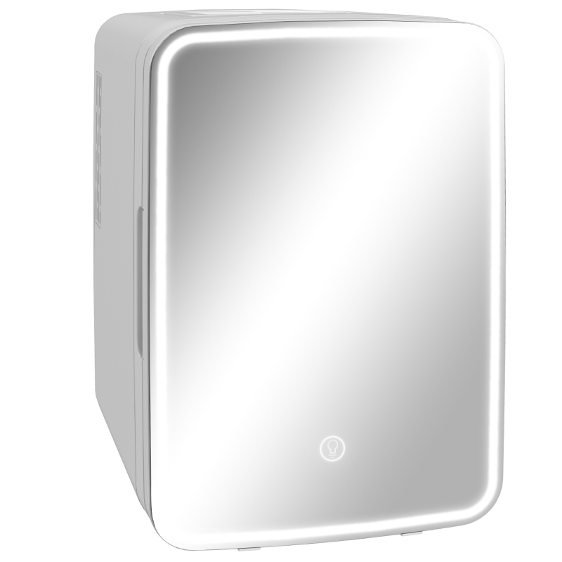 HOMCOM Skincare Fridge for Bedroom, Car with LED Mirror, Cooler and Warmer, AC/DC Powered Mini Fridge for Skincare, Beverage