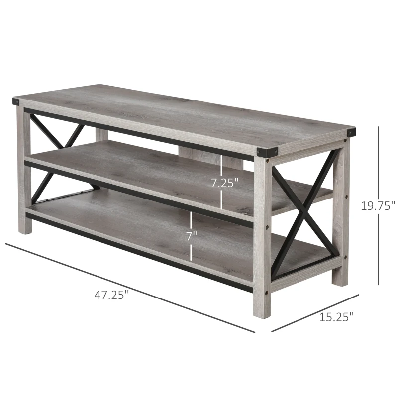 HOMCOM Ample Storage TV Stand with 2 Cable Management Hole, Entertainment Center for Living Room, Fits for 60" TV