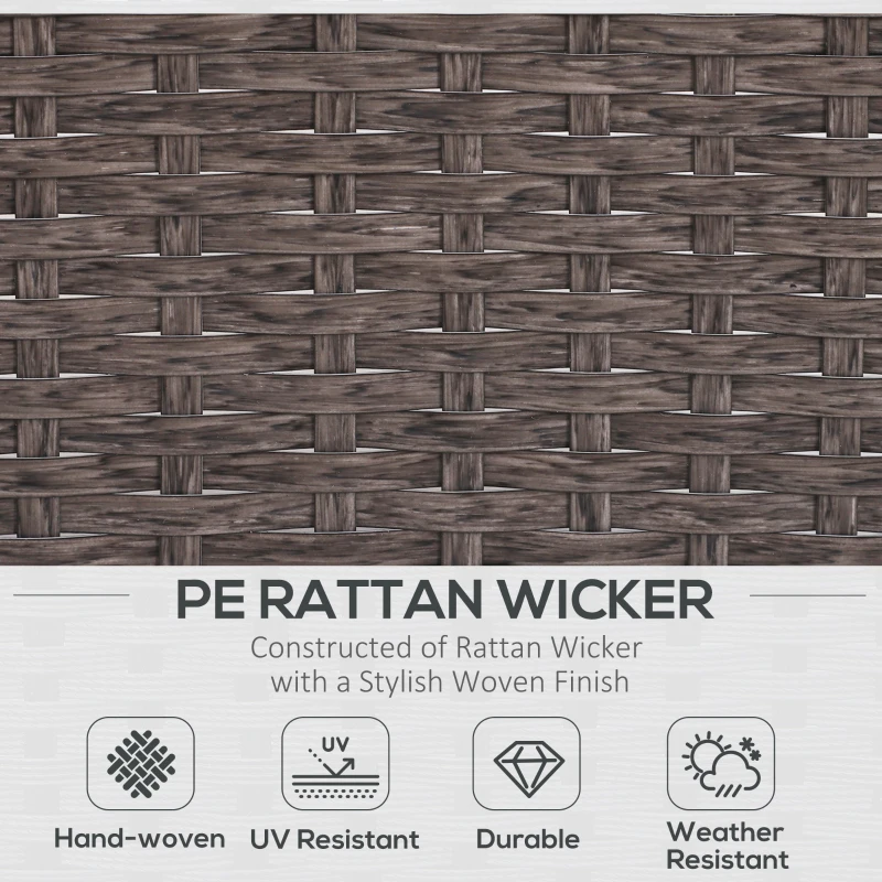 Outsunny 5 Pieces Rattan Wicker Lounge Chair Outdoor Patio Conversation Set with 2 Cushioned Chairs, 2 Ottomans and Tempered Glass Top Coffee Table, Gray/Blue