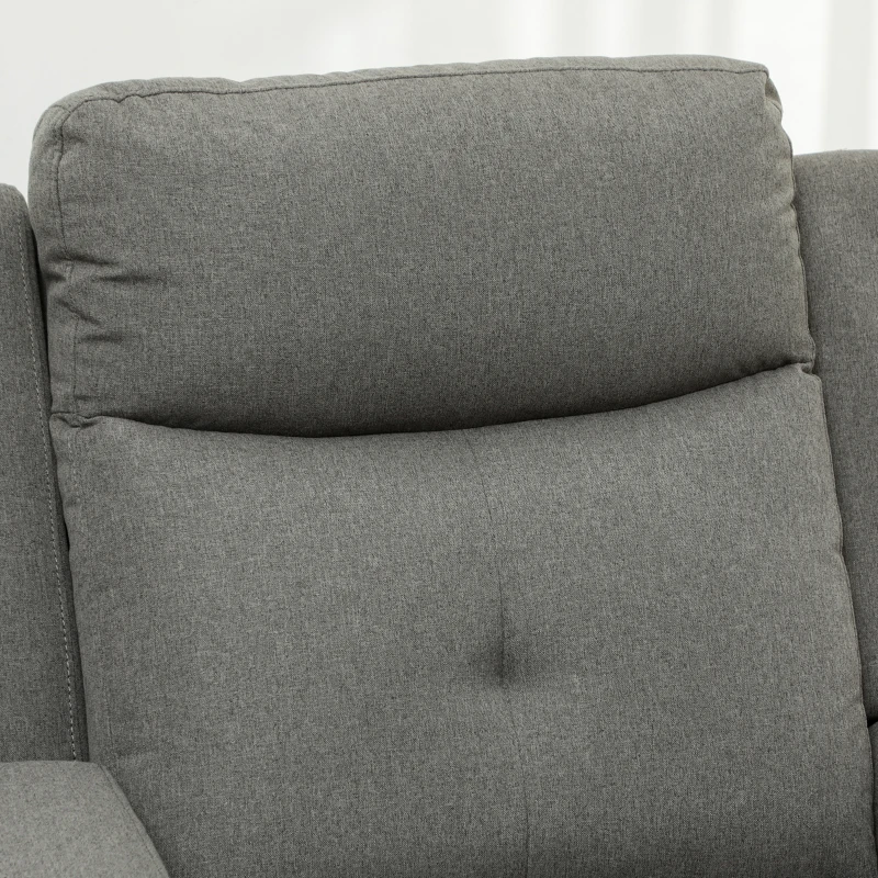 HOMCOM L-Shaped Sofa, Manual Reclining Sectional with Chaise Ottoman, Storage Console, Cup Holders, USB Charging, Gray