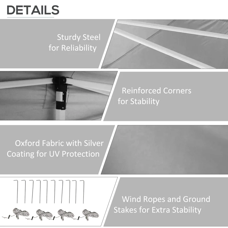 Outsunny 20' x 10' Folding Pop Up Canopy Tent with Sidewalls,  Windows, Weight Bags and Carrying Bag, Black