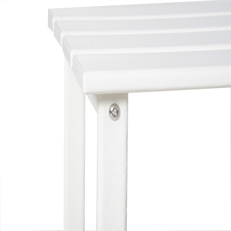 Outsunny Patio Side Table, 15" Square Outdoor End Table, HDPE Plastic Tea Table for Adirondack Chair, Backyard or Lawn, White