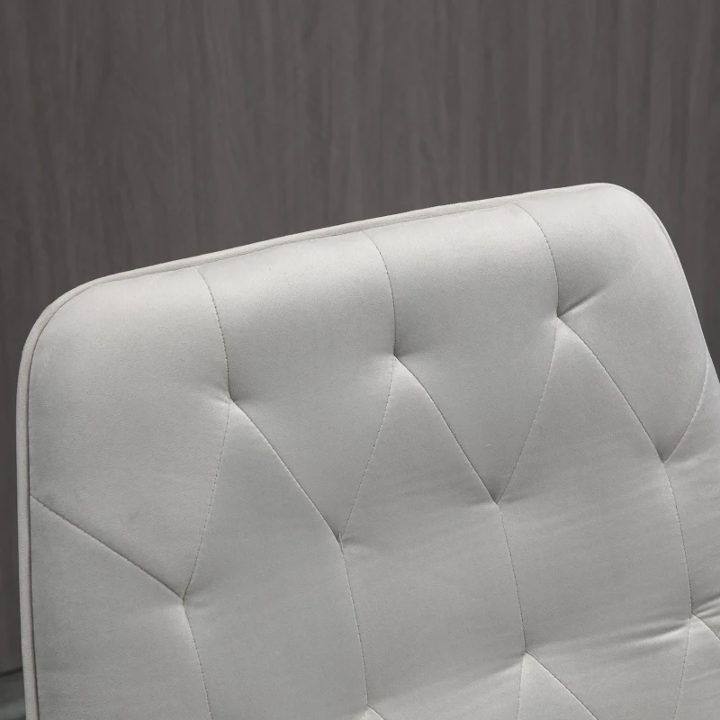 Vinsetto Velvet Home Office Chair, Tufted Height Adjustable Computer Desk Chair with Swivel Wheels and Padded Armrests, Light Gray
