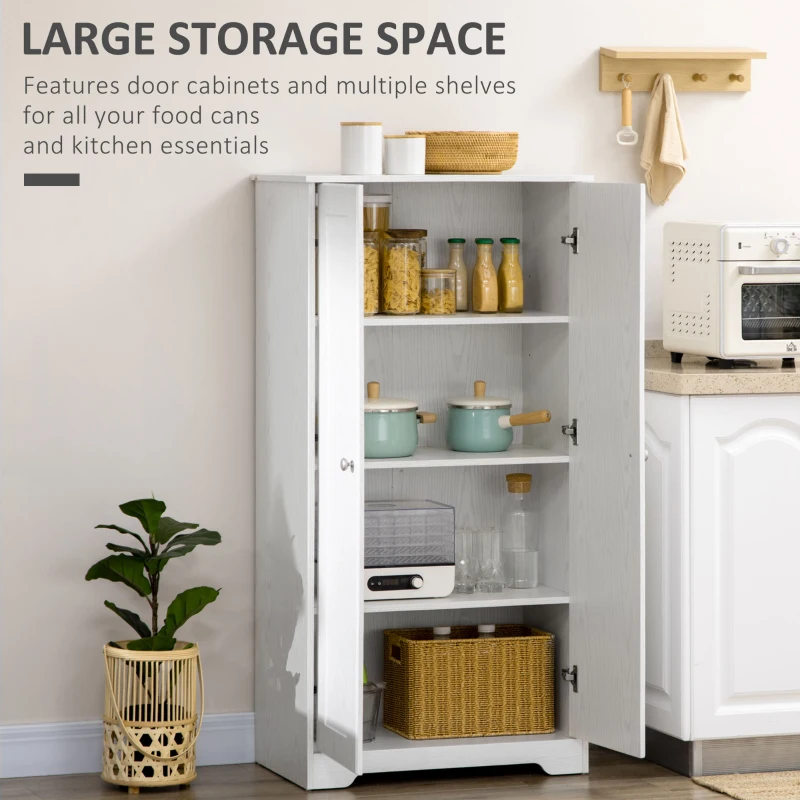 HOMCOM Kitchen Pantry Storage Cabinet, Freestanding Kitchen Cupboard with 2 Doors, Adjustable Shelves for Living Room