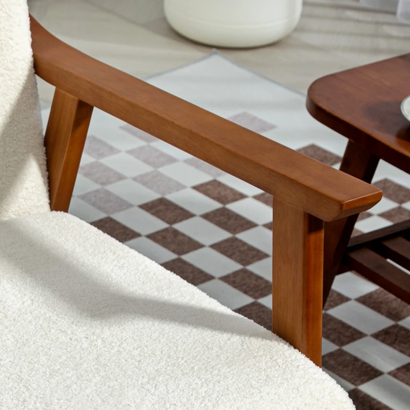 HOMCOM Living Room Chair Boucle Accent Chair for Bedroom with Wide Seat and Thick Padding, White