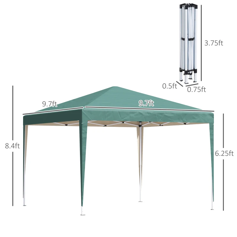 Outsunny 10' x 10' Easy Pop Up Canopy Gazebo Party Tent Shelter - Green