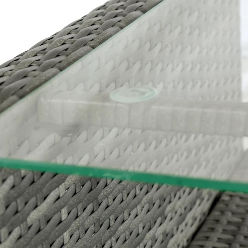 Outsunny 4 Pieces Patio Furniture Sets with Cushions, PE Rattan Wicker Conversation Chairs with Two-Tier Coffee Table for Backyard Porch Garden Poolside and Deck, Gray