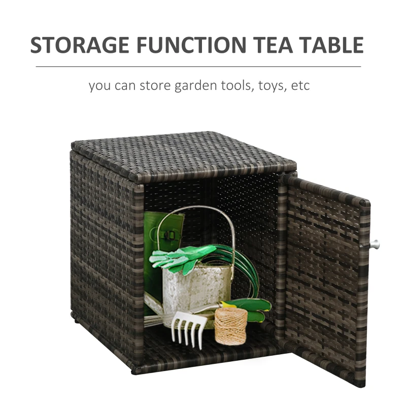 Outsunny 3 Pieces Wicker Patio Furniture Set, Rattan Bistro Set with Storage Coffee Table and Thickened Cushions, Outdoor Conversation Set for Garden, Porch, Balcony, Red