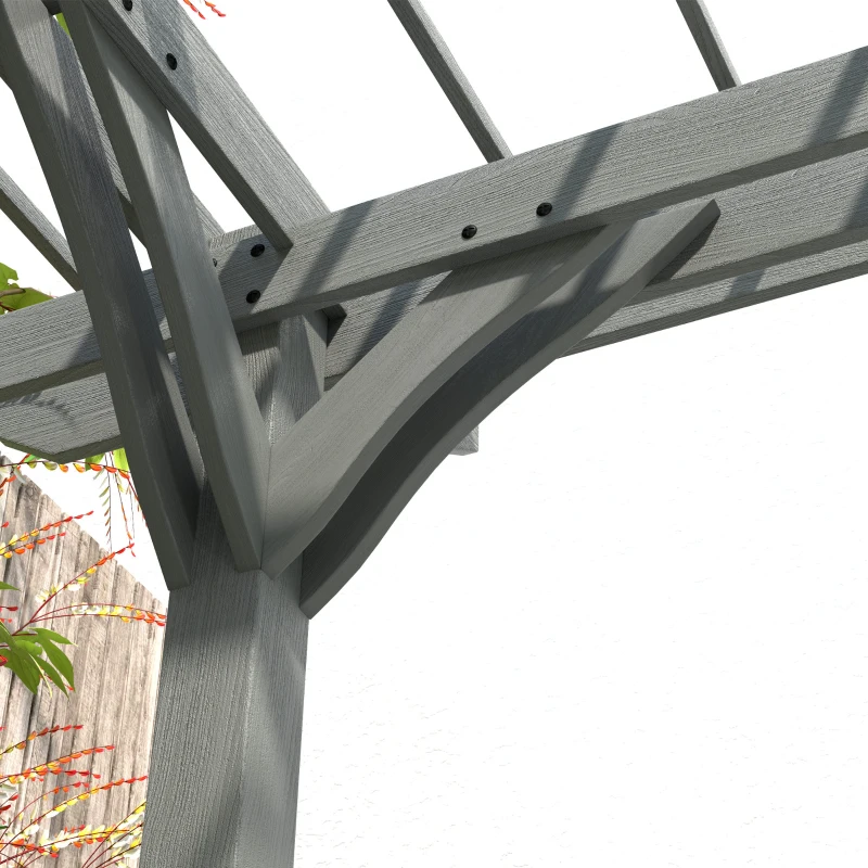 Outsunny 12' x 20' Outdoor Pergola, Wood Gazebo Grape Trellis with Stable Structure for Climbing Plant Support, Gray