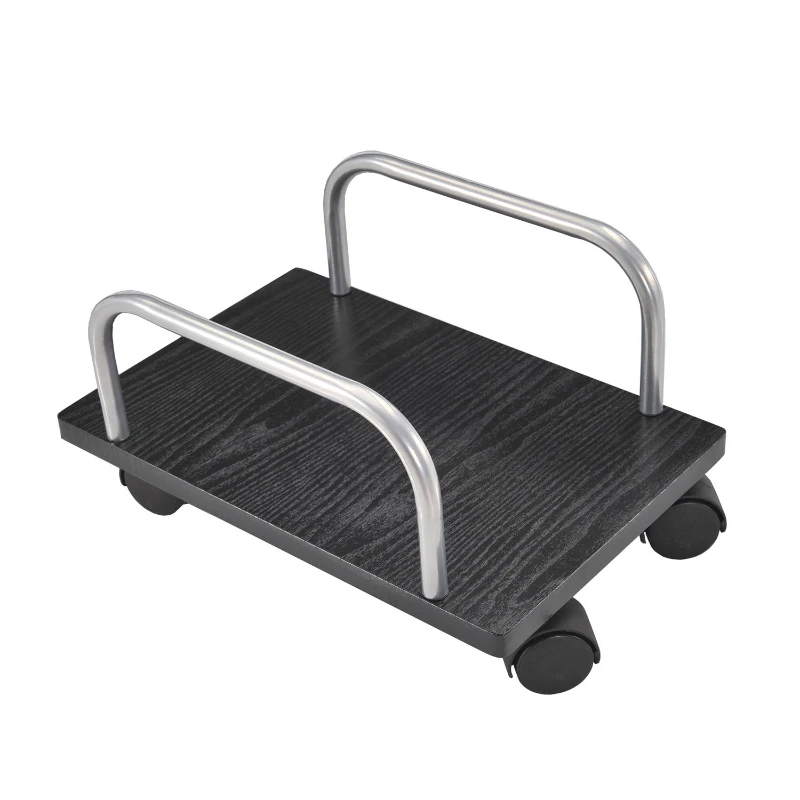 HOMCOM 69" Modern L-Shaped Tempered Glass Office Computer Desk with Elevated Monitor Stand, Rolling CPU Holder, Pull Out Keyboard Tray and Steel Frame, Black