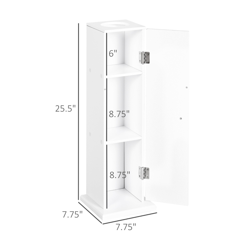 HOMCOM Small Toilet Paper Cabinet, Bathroom Corner Cabinet with Doors and Shelves for Paper Shampoo, White