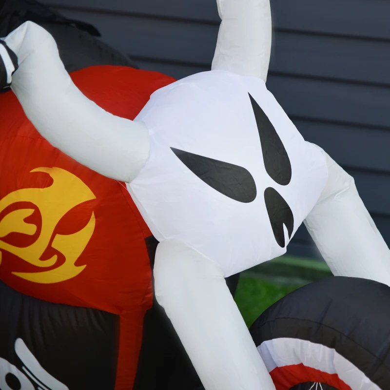 HOMCOM 6' W Halloween Inflatables Outdoor Decorations Grim Ghost Biker, Blow Up LED Yard Decor for Garden, Lawn, Party, Holiday, Waterproof