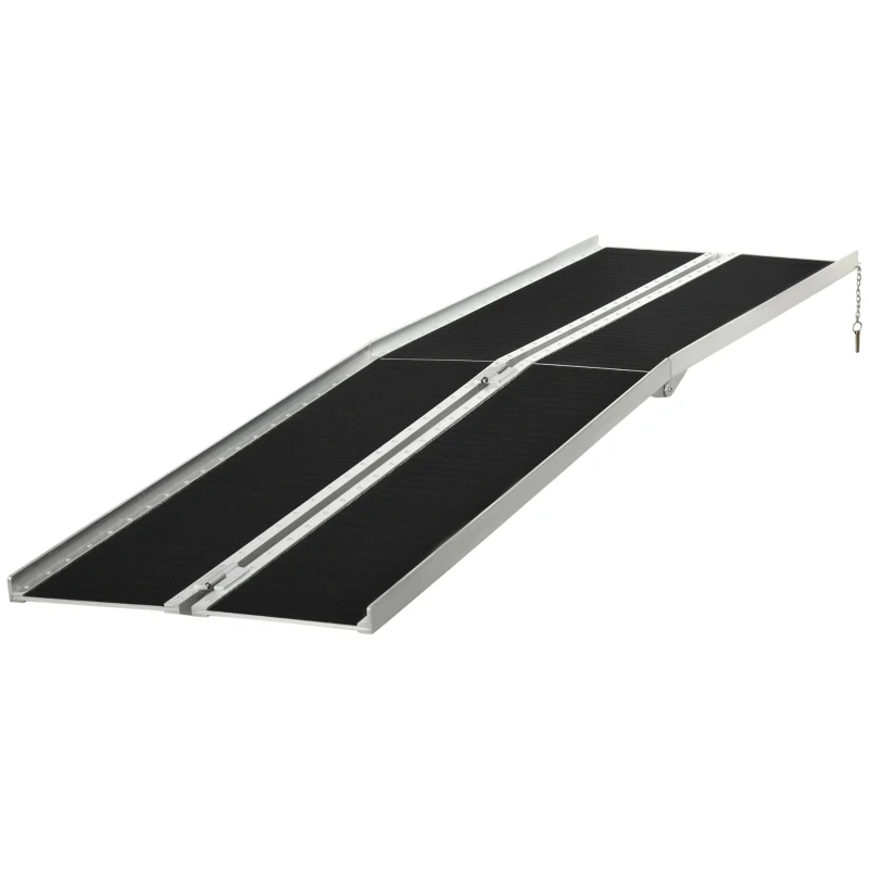 HOMCOM 10' Skidproof Portable Wheelchair Ramp for Home, Steps, Doorways, Carpeted Foldable Handicap Ramp, Threshold Ramp