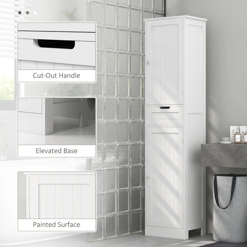 HOMCOM Freestanding Bathroom Cabinet with Drawer and 2 Doors, Tall Bathroom Cupboard for Kitchen, Study, Living Room