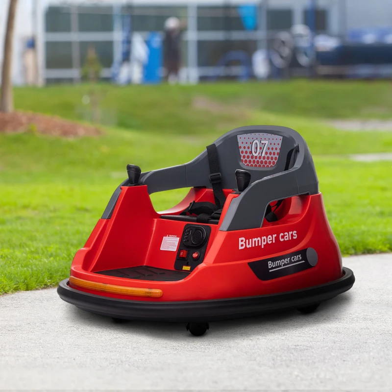 Aosom Bumper Car 12V 360° Rotation Electric Car for Kids, with Remote Control, Lights, Music, for 1.5-5 Years Old, Red