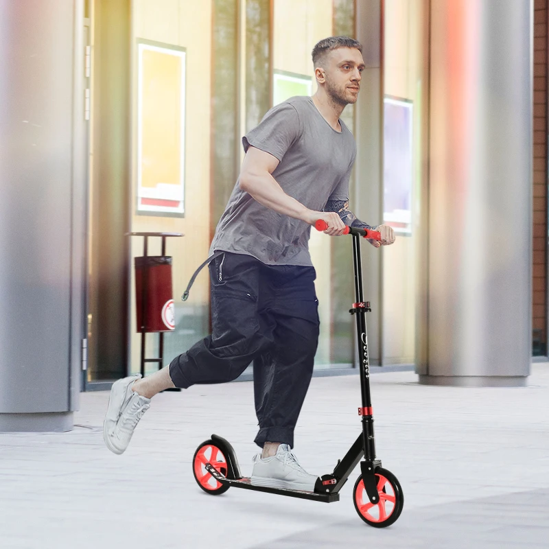 Soozier Kick Scooter for 12 Years and Up, Folding Scooter with Height Adjustable Handlebar, Big Wheels and Rear Wheel Brake