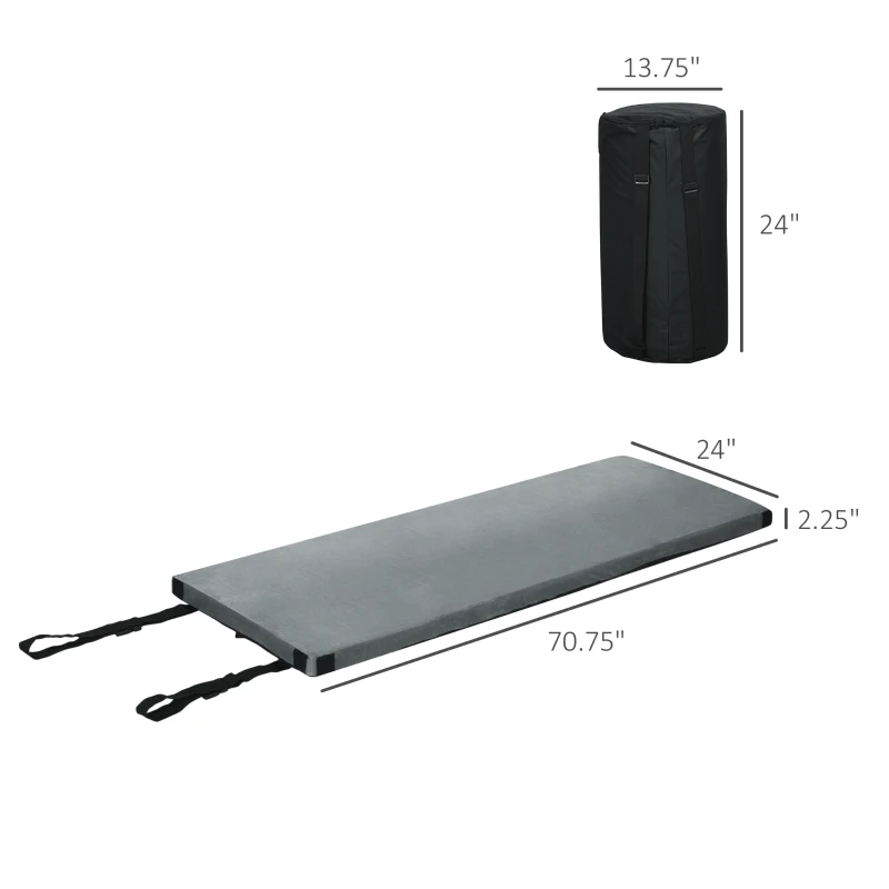 Outsunny Sleeping Mat, Memory Foam Camping Mattress Pad, Roll-Up Design with Bag, Waterproof Portable Camping Sleeping Gear for Travel Car, 70.75", Gray