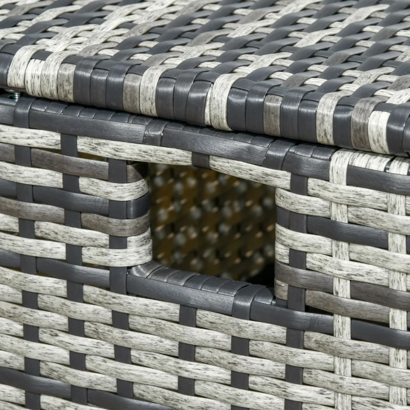 Outsunny 6 Piece Rattan Garden Furniture Set, 8-Seater Outdoor Sofa Sectional with 3 Loveseat Wicker Sofa with Cushions, 2 Footstools and Glass Table for Yard, Poolside, Grey