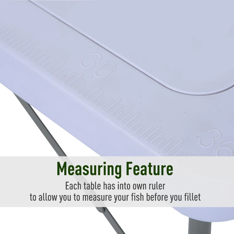 Outsunny 2-in-1 Folding Table with Faucet and Sinks Portable Outdoor Camping BBQ Fishing Table, White