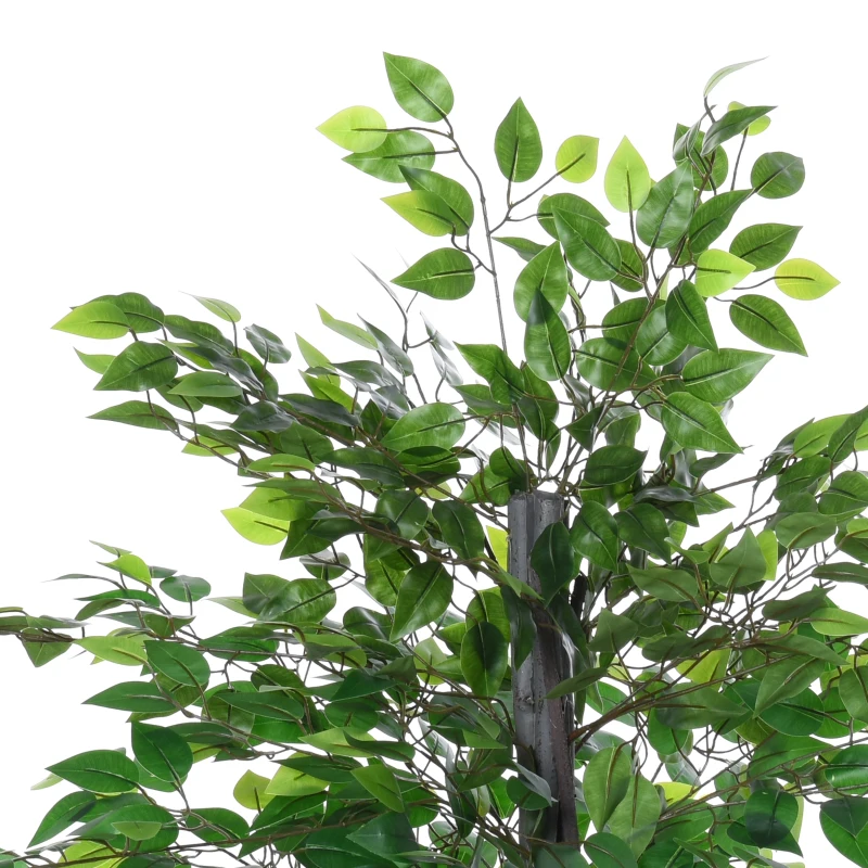 Outsunny 4.75FT Artificial Ficus Tree, Fake Tree with Leaves, Faux Plant in Nursery Pot for Indoor Decoration