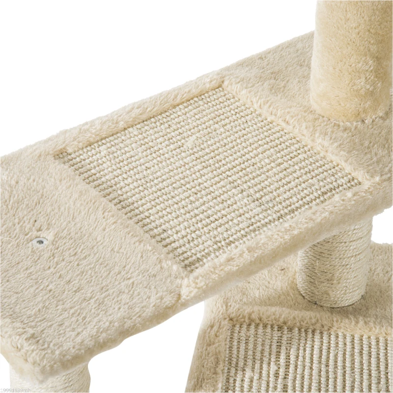 PawHut 39” Scratching Cat Tree Scratcher Revolving Steps Climbing Tower Post Pets Furniture Beige