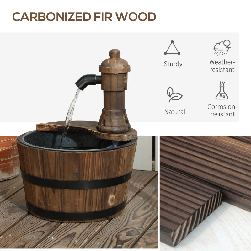 Outsunny Outdoor Fountain, Garden Water Fountain with Electric Pump for Porch, Deck, Yard, Carbonized